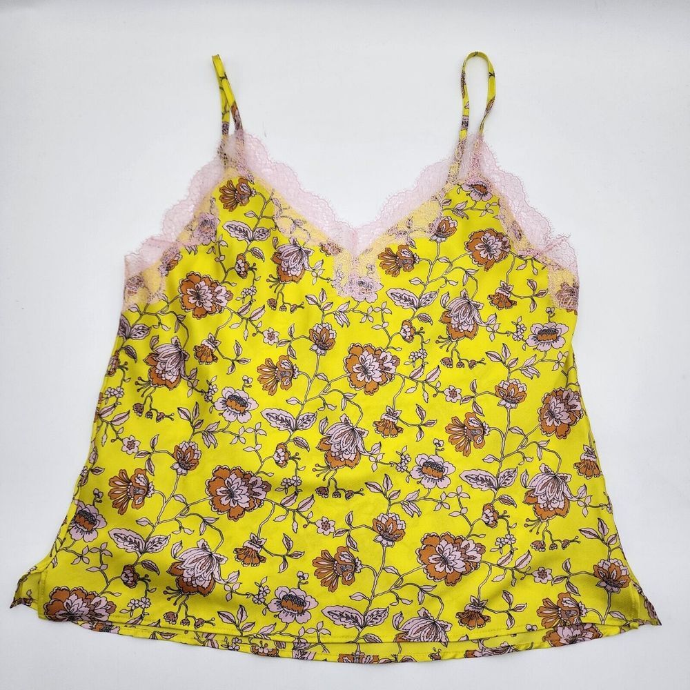 Victorias Secret Women's Yellow Floral Lace Cami Sleepwear Top Size S